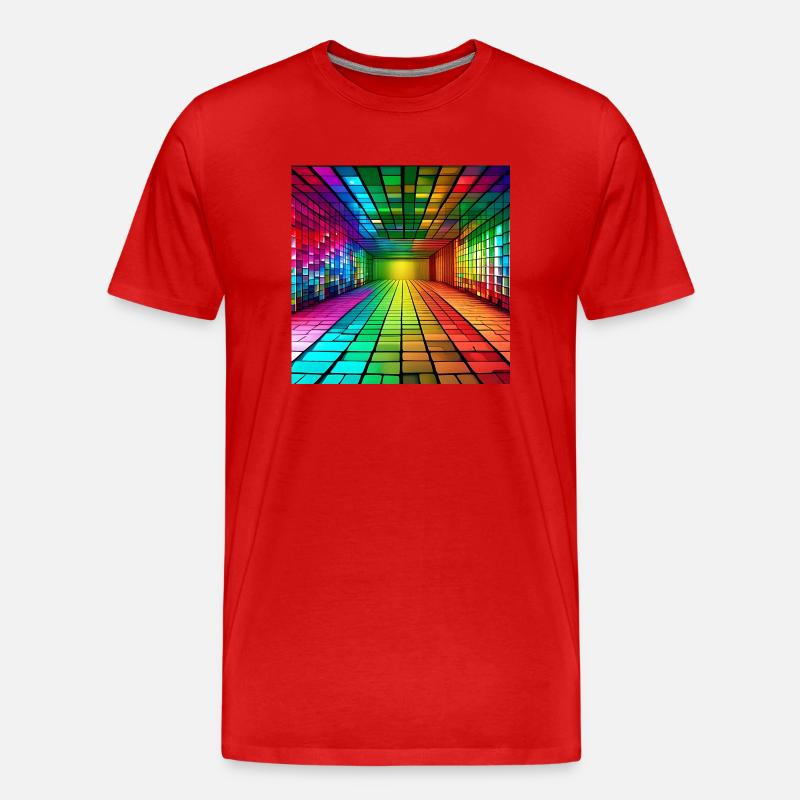 3D-Regenbogen-Quadrate - Männer Premium Bio T-Shirt - Rot