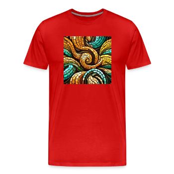 Triskelion-Mosaik - Männer Premium Bio T-Shirt - Rot - Vorne - Damien (186cm)