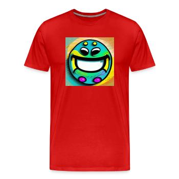 Dein Lächeln Ideal, verstecke es nicht mehr. - Männer Premium Bio T-Shirt - Rot - Vorne - Damien (186cm)