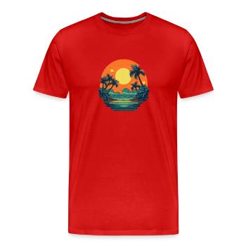 Strand - Männer Premium Bio T-Shirt - Rot - Vorne - Damien (186cm)