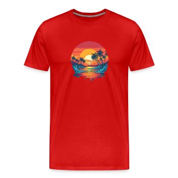 Strand - Männer Premium Bio T-Shirt - Rot - Vorne - Damien (186cm)