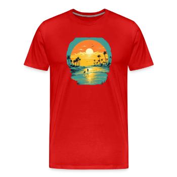 Strand - Männer Premium Bio T-Shirt - Rot - Vorne - Damien (186cm)