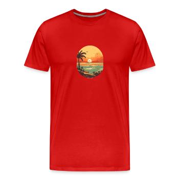 Strand - Männer Premium Bio T-Shirt - Rot - Vorne - Damien (186cm)
