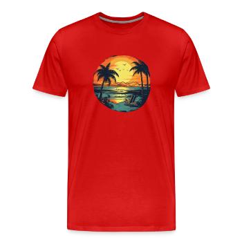 Strand - Männer Premium Bio T-Shirt - Rot - Vorne - Damien (186cm)