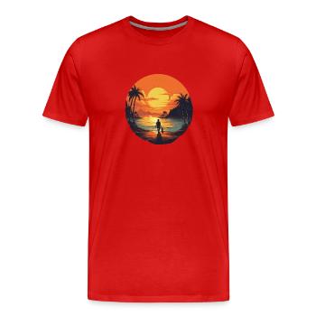 Strand - Männer Premium Bio T-Shirt - Rot - Vorne - Damien (186cm)