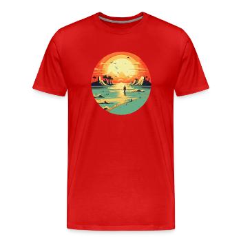 Strand - Männer Premium Bio T-Shirt - Rot - Vorne - Damien (186cm)