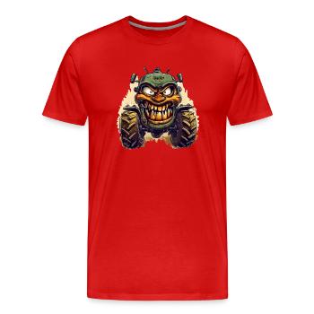 Un tracteur montre ses dents sur la politique agricole de l’UE - T-shirt bio Premium Homme - rouge - Devant - Damien (186cm)