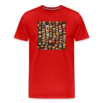 Motif d’ours en peluche en peluche - T-shirt bio Premium Homme - rouge - Devant - Damien (186cm)