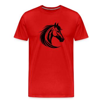 Poney tête de cheval - T-shirt bio Premium Homme - rouge - Devant - Damien (186cm)