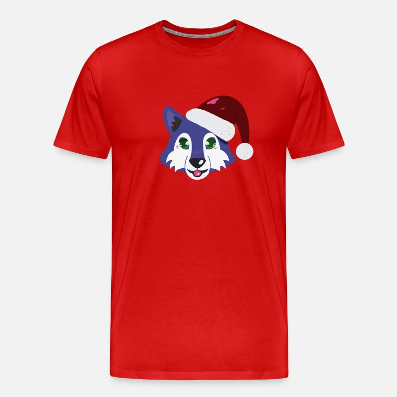 Der Weihnachtswolf - Männer Premium Bio T-Shirt - Rot