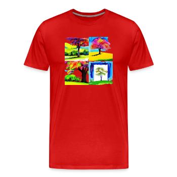 Flüsternde Bäume - Harmonie der Nachhaltigkeit - Männer Premium Bio T-Shirt - Rot - Vorne - Damien (186cm)