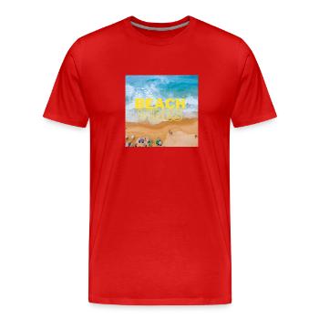 Beach - Männer Premium Bio T-Shirt - Rot - Vorne - Damien (186cm)