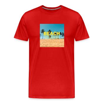 Beach 15 - Männer Premium Bio T-Shirt - Rot - Vorne - Damien (186cm)