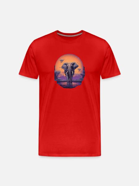 Elefant - Männer Premium Bio T-Shirt - Rot