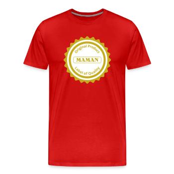 Label de qualité / Maman / Français - T-shirt bio Premium Homme - rouge - Devant - Damien (186cm)