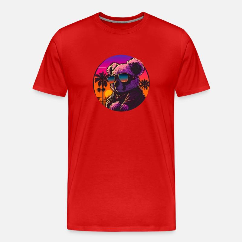 Synthwave Koala Sunset - Männer Premium Bio T-Shirt - Rot