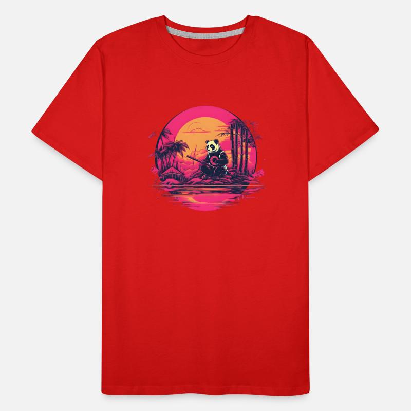 Synthwave Panda Japan Sunset Men's Premium Organic T-Shirt