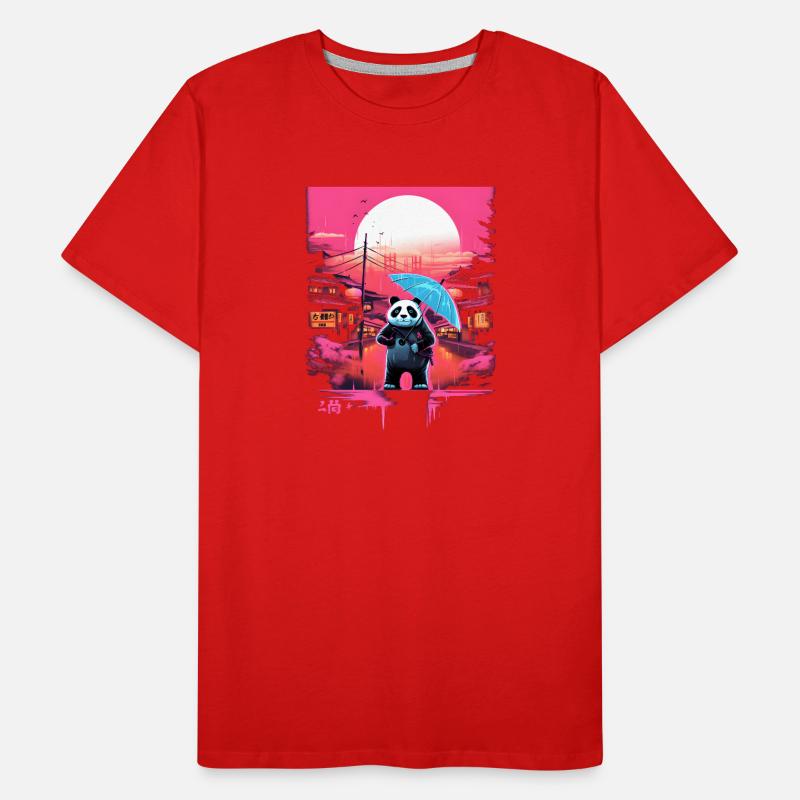 Synthwave Panda with umbrella Men's Premium Organic T-Shirt