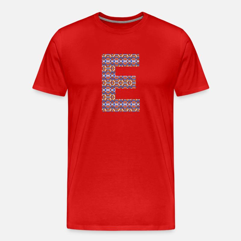 Monogram Letter E- geometric pattern - Men's Premium Organic T-Shirt - red