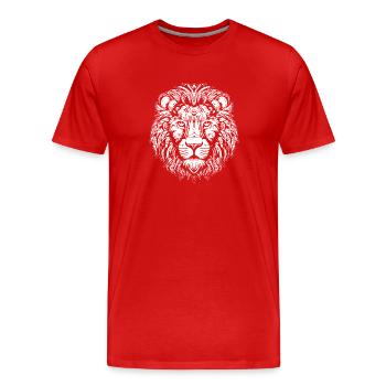 Löwe Löwenkopf Raubtier - Männer Premium Bio T-Shirt - Rot - Vorne - Damien (186cm)