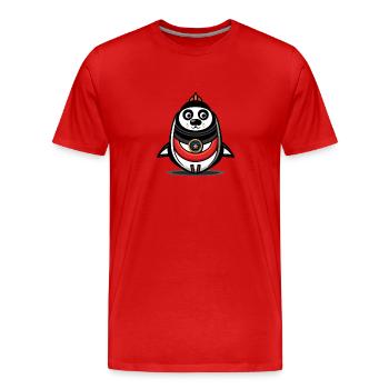 Cat - Dog in a rocket for space - Men's Premium Organic T-Shirt - red - Front - Damien (186cm)