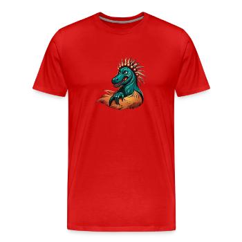 Retro vintage cartoon dinosaur head - Men's Premium Organic T-Shirt - red - Front - Damien (186cm)