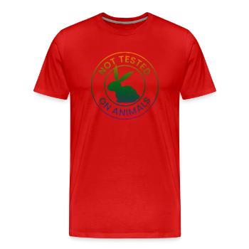 Not tested on animals - Men's Premium Organic T-Shirt - red - Front - Damien (186cm)