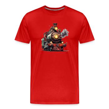 Die majestätische Dampflok - Männer Premium Bio T-Shirt - Rot - Vorne - Damien (186cm)