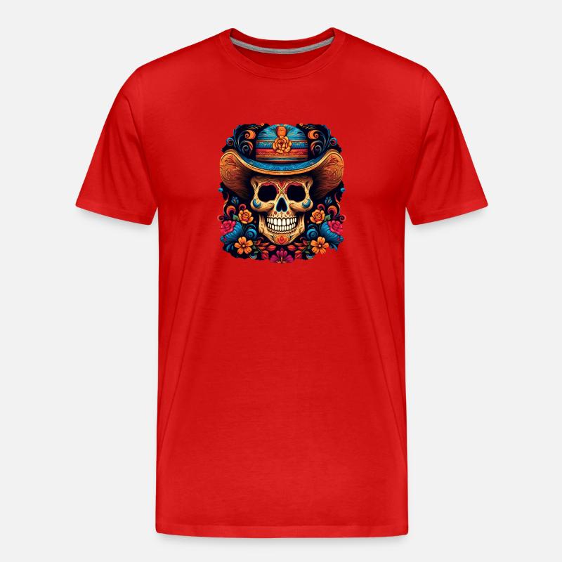 Cinco de Mayo Skull - Männer Premium Bio T-Shirt - Rot