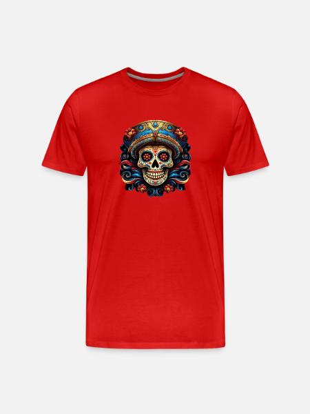 Cinco de Mayo Skull - Men's Premium Organic T-Shirt - red