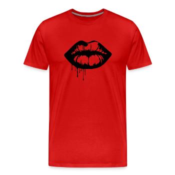 Lèvres, bouche, baisers lèvres - T-shirt bio Premium Homme - rouge - Devant - Damien (186cm)
