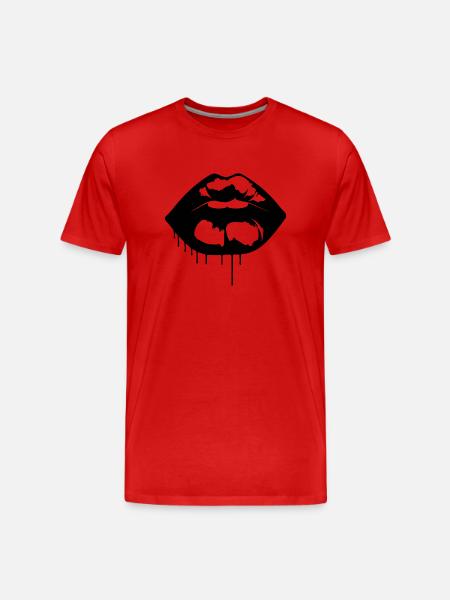 Lips, mouth, kissing lips - Men's Premium Organic T-Shirt - red