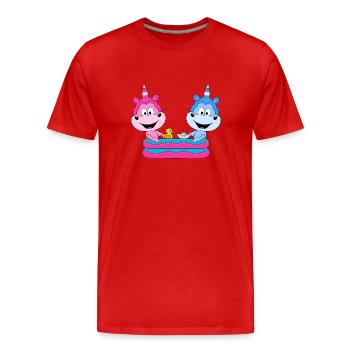 EINHÖRNER - POOL - PLANSCHBECKEN - SOMMER - KINDER - Männer Premium Bio T-Shirt - Rot - Vorne - Damien (186cm)