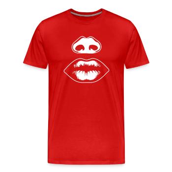 Lips, mouth, kissing lips - Men's Premium Organic T-Shirt - red - Front - Damien (186cm)