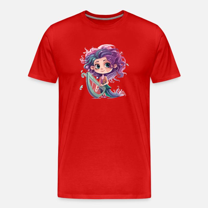 Harfen Fee - Männer Premium Bio T-Shirt - Rot