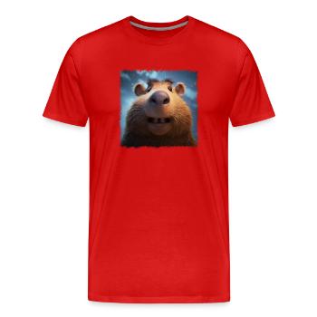 cute capybara - Men's Premium Organic T-Shirt - red - Front - Damien (186cm)