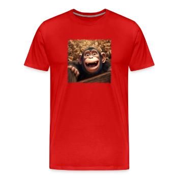 cool monkey - Men's Premium Organic T-Shirt - red - Front - Damien (186cm)