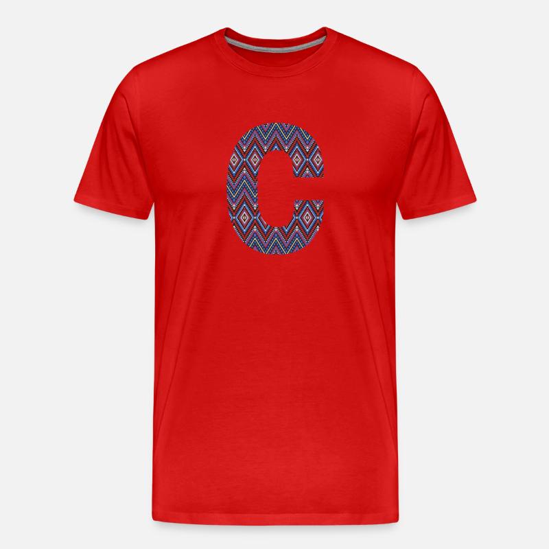 Monogram Letter C- geometric pattern - Men's Premium Organic T-Shirt - red
