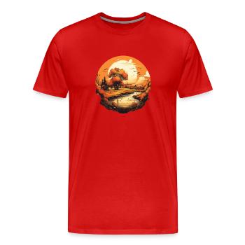 Herbstliche Landschaft - Männer Premium Bio T-Shirt - Rot - Vorne - Damien (186cm)