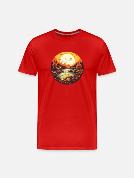 Herbstliche Landschaft - Männer Premium Bio T-Shirt - Rot