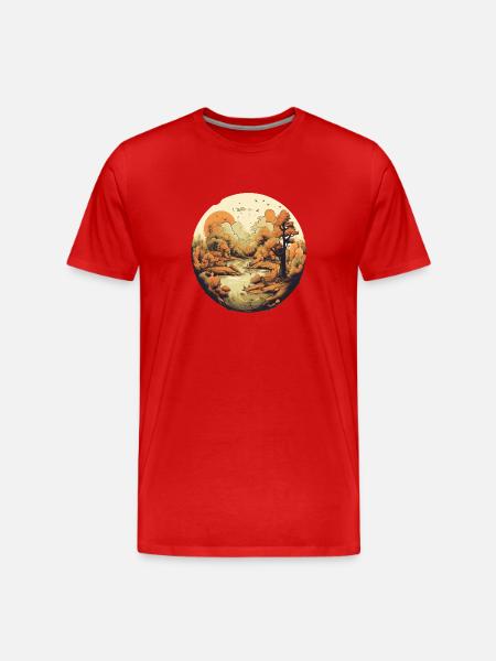 Herbstliche Landschaft - Männer Premium Bio T-Shirt - Rot