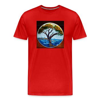 Wurzeln des Seins - Männer Premium Bio T-Shirt - Rot - Vorne - Damien (186cm)