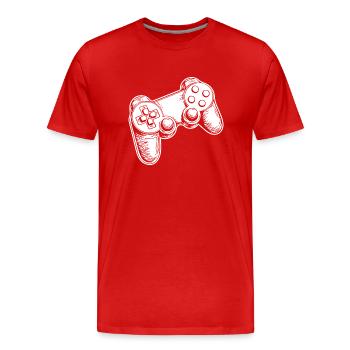 Manette de jeu de jeux vidéo - T-shirt bio Premium Homme - rouge - Devant - Damien (186cm)