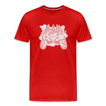 Manette de jeu de jeux vidéo - T-shirt bio Premium Homme - rouge - Devant - Damien (186cm)