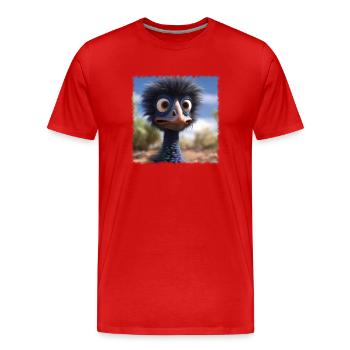 crazy emu - Men's Premium Organic T-Shirt - red - Front - Damien (186cm)