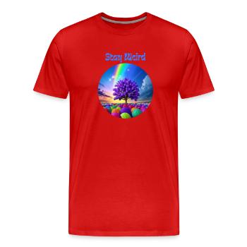 Stay Weird, abstrakter Baum der Farben - Männer Premium Bio T-Shirt - Rot - Vorne - Damien (186cm)