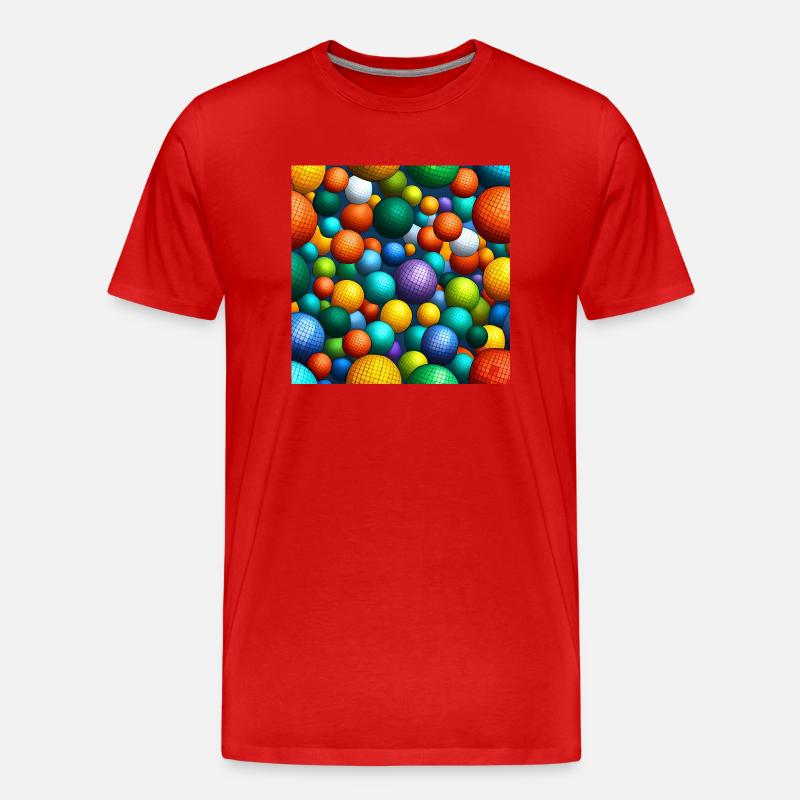 Regenbogen-Mosaik-Kugeln - Männer Premium Bio T-Shirt - Rot