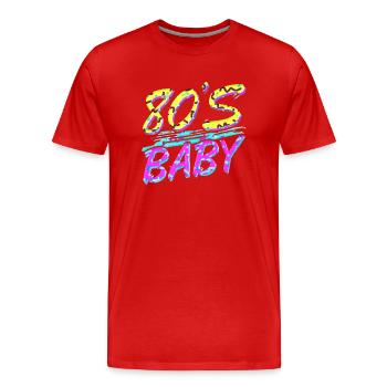80s retro vintage funny 70s nostalgia music love - Men's Premium Organic T-Shirt - red - Front - Damien (186cm)