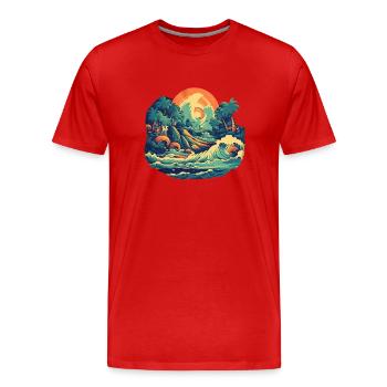 Strand - Männer Premium Bio T-Shirt - Rot - Vorne - Damien (186cm)