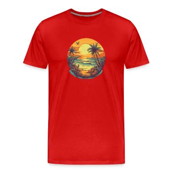 Strand - Männer Premium Bio T-Shirt - Rot - Vorne - Damien (186cm)